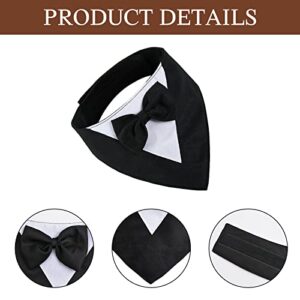 URROMA 1 PC Formal Dog Bandana Collar, Pet Tuxedo Collar with Bow Tie Dog Wedding Bowtie Collar, Black L