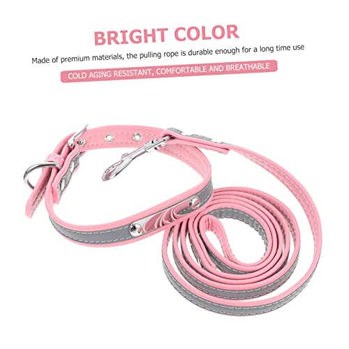 Balacoo 1 Set Pulling Dogs Padded Night Pink Outdoors Traffic with Reflective Leads Breathable Pet Supplies Dog and Collars Medium Rope Jogging Walking for Safety Supple Collar Kit