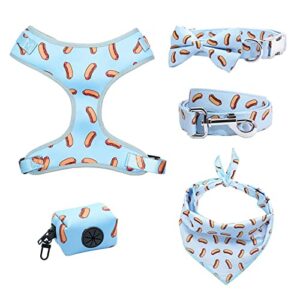 yourschoicevi dog harness set, dog collar & leash bandana, no pull harness vest, boy dog collar bowtie, puppy collar harness leash set (small(cm), bow collar and leash)
