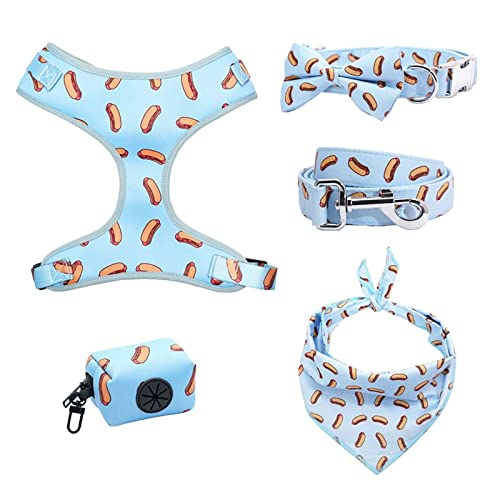 YourSchoiceVi Dog Harness Set, Dog Collar & Leash Bandana, No Pull Harness Vest, Boy Dog Collar Bowtie, Puppy Collar Harness Leash Set (Small(cm), Bow Collar and Leash)