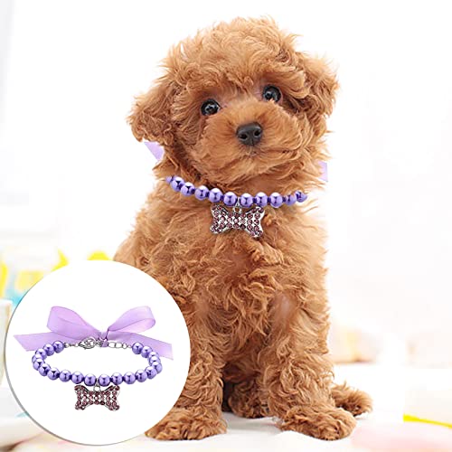 Small Dog Collar Pet Pearl Collar for Small Pet Cat Dog Adjustable Summer Buckle Soft Comfortable Pet Collar for Small Dogs Pendant Jewelry