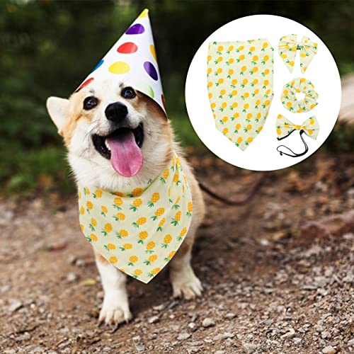 POPETPOP 1 Set of Fruit Pet Bandana Triangle Hawaiian Style Cat Kerchief Scarf Puppy Grooming Bowties Hairband Collar Bibs Set Costume Accessories for Dogs Cats