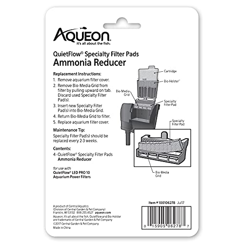 Aqueon QuietFlow LED PRO Ammonia Reducer 4 Count Filter Pads for Model 10