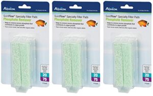 aqueon quietflow phosphate remover specialty filter pads, size 20/75, 4 pads per pack (12 count)