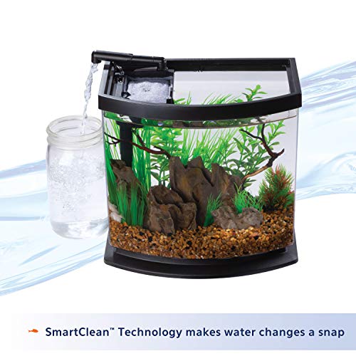 Aqueon LED MiniBow Small Aquarium Fish Tank Kit with SmartClean Technology, Black, 2.5 Gallon