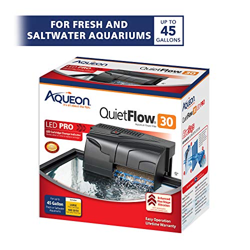 Aqueon QuietFlow 30 LED PRO Aquarium Fish Tank Power Filter For Up To 45 Gallon Aquariums