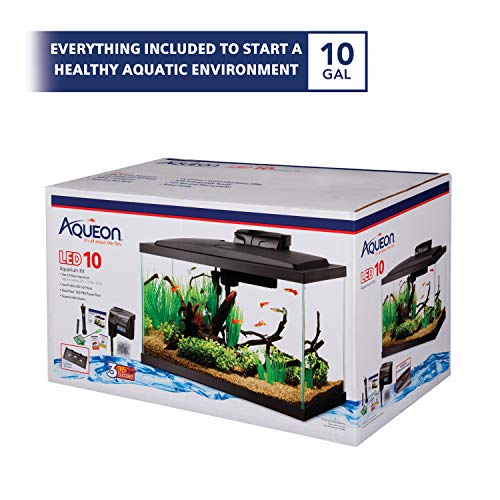 Aqueon Aquarium Fish Tank Starter Kit with LED Lighting 10 Gallon Fish Tank