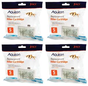 aqueon 4 pack of minibow replacement filter cartridges, 3 small cartridges each