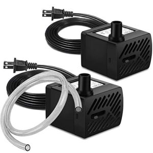 pulaco 2pcs mini fountain pump ( 50gph 3w), ultra quiet submersible water pump for aquarium, small fish tank, pet water fountain, tabletop fountains, water gardens and hydroponic systems