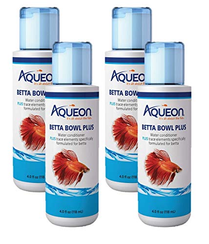 Aqueon 4 Pack of Betta Bowl Plus Water Conditioner & Dechlorinator, 4 Fluid Ounces Each