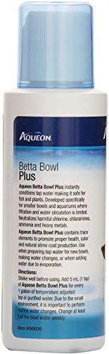 Aqueon 4 Pack of Betta Bowl Plus Water Conditioner & Dechlorinator, 4 Fluid Ounces Each