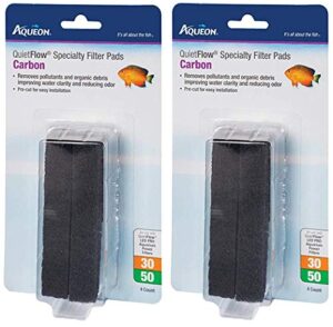 aqueon 2 pack of quiet flow 30/50 carbon reducing specialty filter pads, 4 per pack2