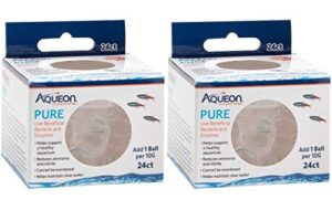 aqueon 2 pack of pure live beneficial bacteria and enzymes for aquariums, 24 count each, for 10 gallon aquariums2