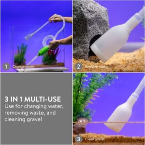 Luigi's Aquarium & Fish Tank Siphon and Gravel Cleaner - A Hand Fish Tank Cleaner Syphon Pump to Drain and Replace Your Water in Minutes!