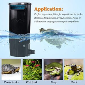 PULACO Aquarium Internal Filter 3 to 20 Gallons, for Turtle Tanks, Reptiles, Amphibians, Frog, Cichlids, Newt or Fish Tank