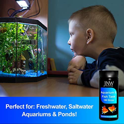 Aquarium Test Strips - 9-in-1 Aquarium Test Kit with eBook - Aquarium Water Test Kit with Quick and Accurate Fish Tank Test Strips - 100 Test Strips by JNW Direct