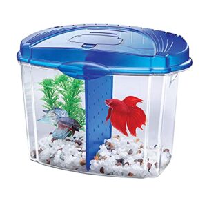 aqueon betta bowl aquarium fish tank kit, blue, half gallon