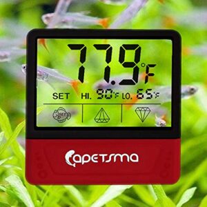 fish tank thermometer, touch screen digital aquarium thermometer with lcd display, stick-on temperature sensor ensures optimum temperature in terrarium, for your pet amphibians and reptiles…