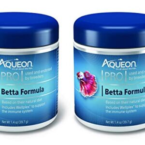 Aqueon 2 Pack of PRO Betta Formula Floating Pellet Fish Food, 1.4 Ounces Each