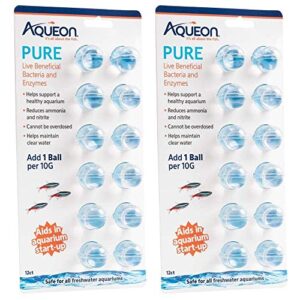 aqueon 2 pack of pure live beneficial bacteria and enzymes for aquariums, 12 pack each, treats up to 240 gallons2