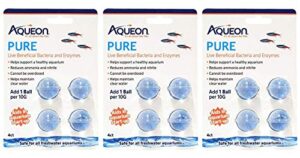 aqueon 12 pack of pure live beneficial bacteria and enzymes supplement for aquariums, treats up to 10 gallons each3