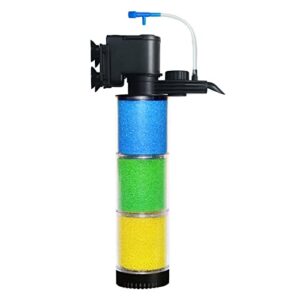 weipro aquarium fish tank filter,submersible fish tank filter with pump, power filter for fish tanks, aquariums, ponds. with 3 stage filter media and strong suction cups (10-40gallon&height 10.8inch)