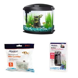 aqueon led minibow aquarium kit, black, 5 gallon bundle