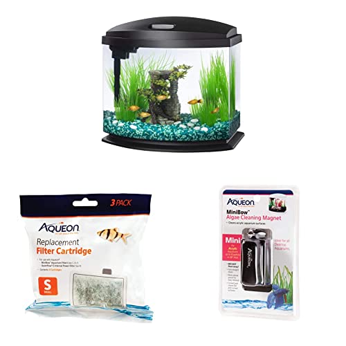 Aqueon LED MiniBow Aquarium Kit, Black, 5 Gallon Bundle