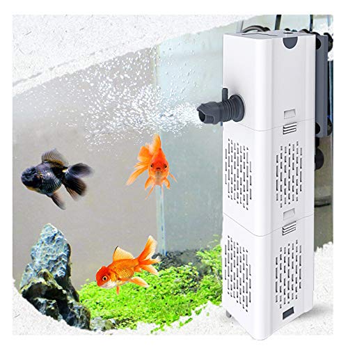 Ultra Quiet Fish Tank Filter 4-in-1 Internal Aquarium Filter,500-1800L/H Submersible Water Filter Pump Multifunctional Filter Water Pump for Betta, Turtle, Pond Fish, Garden. (6W 134GPH (500L/H))