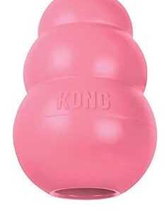 KONG - Puppy Toy Natural Teething Rubber - Fun to Chew, Chase and Fetch - Pink, for Small Puppies