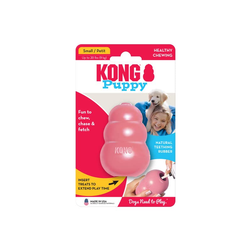 KONG - Puppy Toy Natural Teething Rubber - Fun to Chew, Chase and Fetch - Pink, for Small Puppies