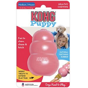 KONG - Puppy Toy Natural Teething Rubber - Fun to Chew, Chase and Fetch - Pink, for Small Puppies