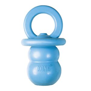 kong – puppy binkie – soft teething rubber, treat dispensing dog toy – for small puppies – blue