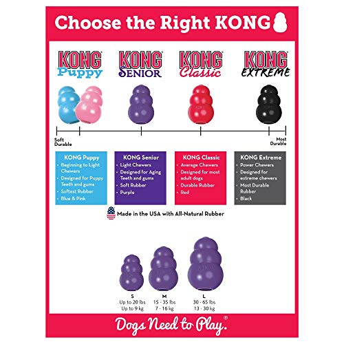 KONG Senior Dog Toy - Gentle Natural Rubber Dog Treat Dispensing Toy - for Medium Dogs