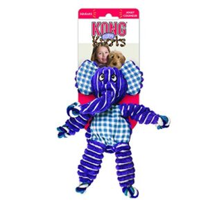 KONG - Floppy Knots - Internal Knotted Ropes and Minimal Stuffing for Less Mess - Elephant, for Medium/Large Dogs