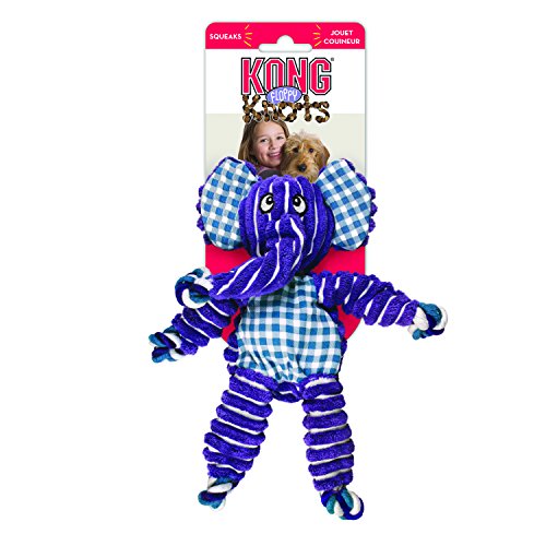 KONG - Floppy Knots - Internal Knotted Ropes and Minimal Stuffing for Less Mess - Elephant, for Medium/Large Dogs