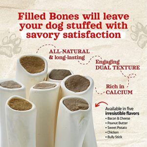 Natural Farm Filled Dog Bones, Bully Stick Flavor (5-6 Inch, 3 Pack), Limited Ingredient Stuffed Dental Dog Bone Treats for Large Dogs