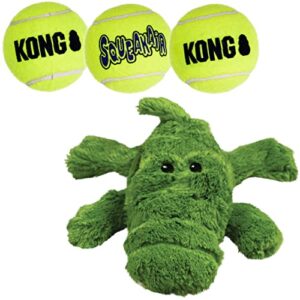 KONG - Cozie Ali The Alligator and 3 SqueakAir Balls - for Small Dogs
