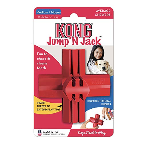 KONG - Jump'N Jack - Durable Rubber Dog Toy for Chewing and Teeth Cleaning - for Medium Dogs