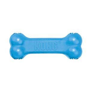 kong – puppy goodie bone – teething rubber, treat dispensing dog toy – for small puppies – blue