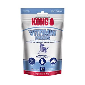 kong – multivitamin soft dog chew for physical and mental wellness – with calcium, vitamin e and vitamin d – 28 piece