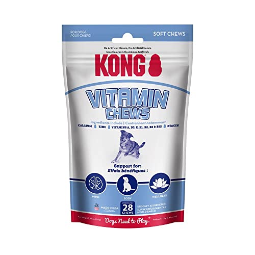 KONG - MultiVitamin Soft Dog Chew for Physical and Mental Wellness - with Calcium, Vitamin E and Vitamin D - 28 Piece