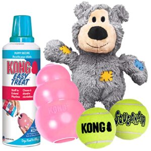 kong – puppy starter dog toy kit – pink toy for small puppies