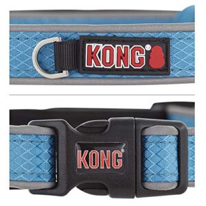 kong reflective premium neoprene padded dog collar offered by barker brands inc. (medium, blue)