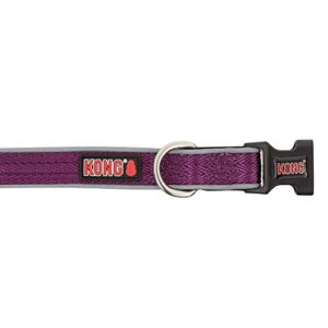 KONG Comfort Reflective Premium Padded Weave Dog Collar (Medium, Purple)