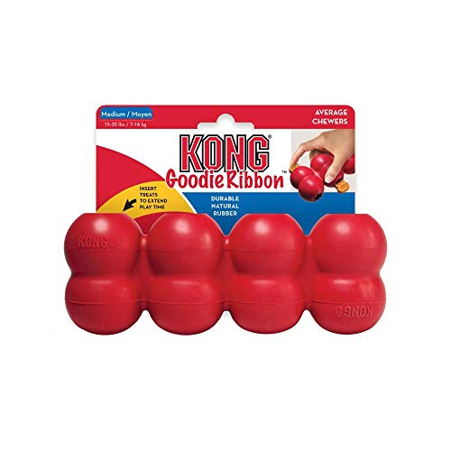 KONG - Ring and Goodie Ribbon - Durable Rubber Dog Chew Toy and Treat Dispensing Toy - for Medium Dogs