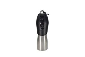 kong h2o stainless steel dog water bottle & pet travel bowl, 25 oz – black