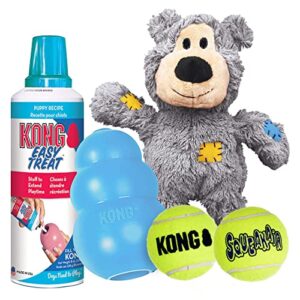 kong – puppy starter dog toy kit – blue toy for small puppies