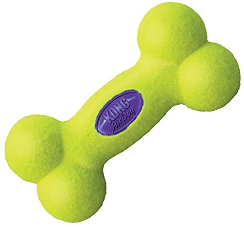 KONG Air Squeaker Yellow Bone Dog Toy [Set of 2] Size: Small