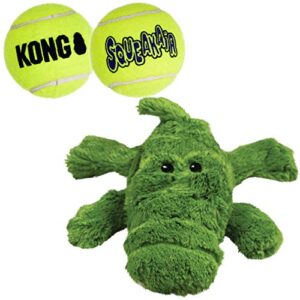 kong – cozie ali the alligator and 2 squeakair balls – for medium dogs